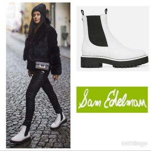 Sam Edelman White Laguna Chelsea Lug Sole Boots